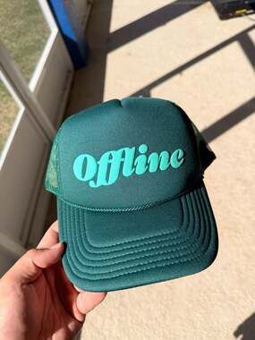 Offline Trucker Hat Snapback - Forest Green Mesh Cap with Matching Koozie